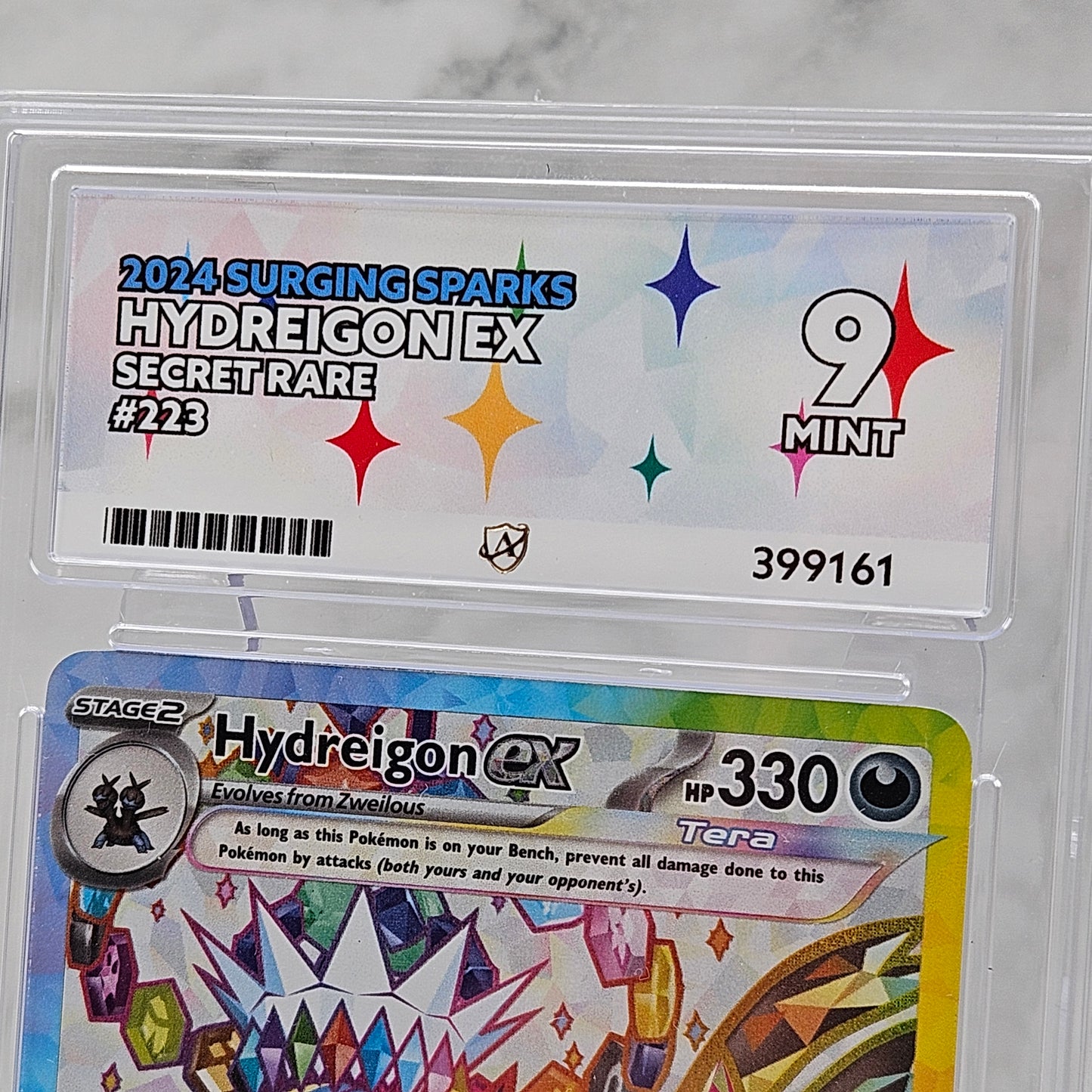 Hydreigon EX 223/191 English Surging Sparks Secret Rare Pokémon Card ACE Graded 9
