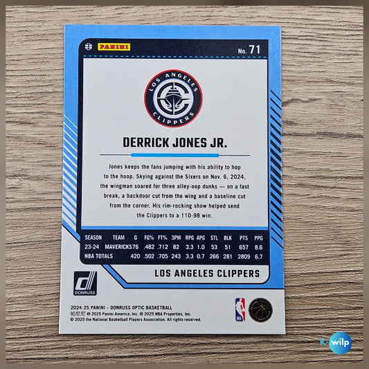 071 Derrick Jones Jr., Los Angeles Clippers 2024/2025 Donruss Optic Basketball Panini Trading Card