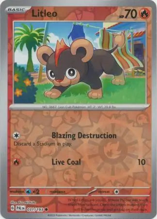 031/193 Litleo Reverse Holo Paldea Evolved Pokémon Card