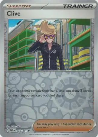 078/091 Clive Reverse Holo Paldean Fates Pokémon Card