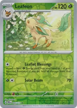 005/131 Leafeon Reverse Holo Prismatic Evolutions Pokémon Card