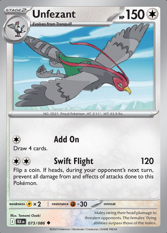 073/086 Unfezant Black Bolt Pokémon Card