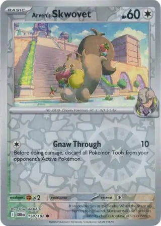 158/182 Arven's Skwovet Reverse Holo Destined Rivals Pokémon Card