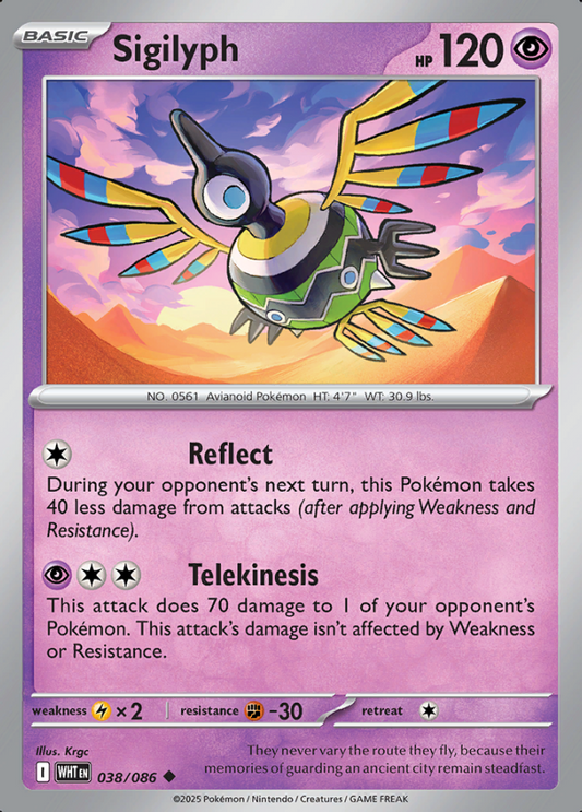 038/086 Sigilyph White Flare Pokémon Card