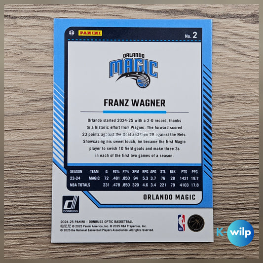 002 Franz Wagner, Orlando Magic 2024/2025 Donruss Optic Basketball Panini Trading Card