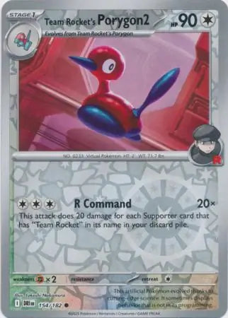 154/182 Team Rocket's Porygon2 Reverse Holo Destined Rivals Pokémon Card