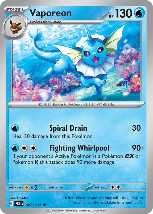 022/131 Vaporeon Prismatic Evolutions Pokémon Card