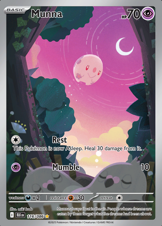 116/086 Munna Illustration Rare Black Bolt Pokémon Card