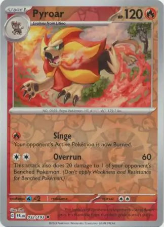 032/193 Pyroar Reverse Holo Paldea Evolved Pokémon Card
