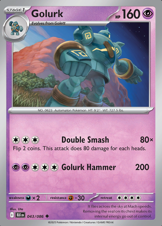 043/086 Golurk Black Bolt Pokémon Card
