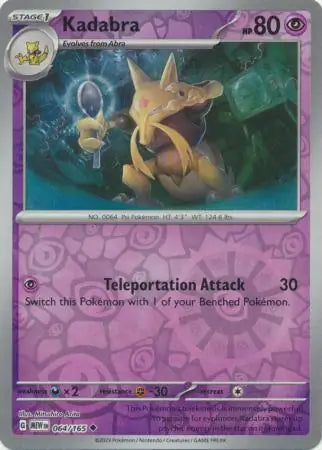 064/165 Kadabra Reverse Holo 151 Pokémon Card