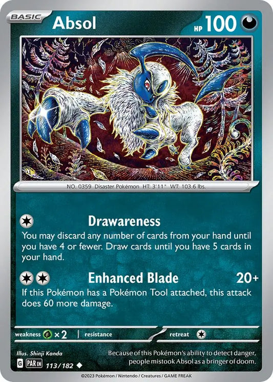 113/182 Absol Paradox Rift Pokémon Card