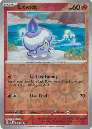 036/167 Litwick Reverse Holo Twilight Masquerade Pokémon Card