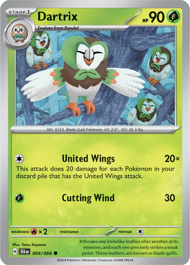 004/064 Dartrix Shrouded Fable Pokémon Card