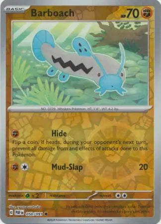 050/091 Barboach Reverse Holo Paldean Fates Pokémon Card