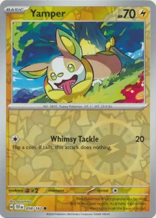 058/162 Yamper Reverse Holo Temporal Forces Pokémon Card