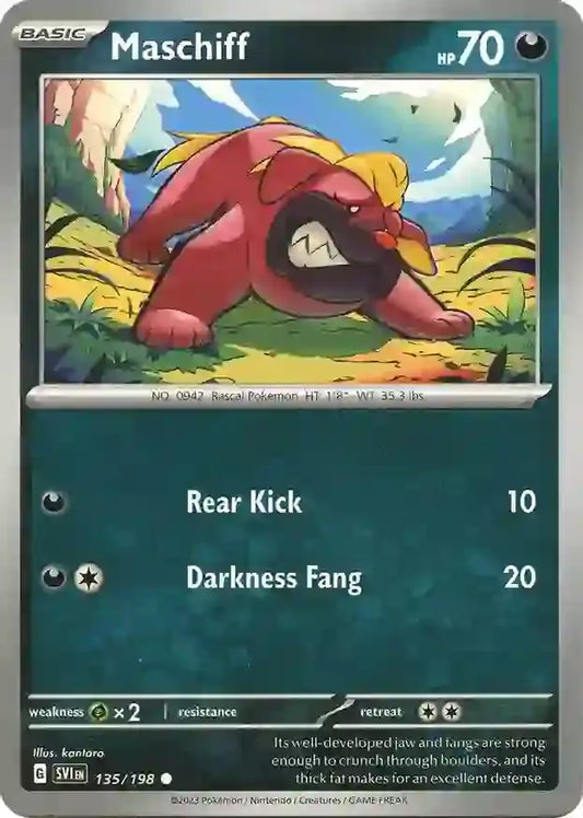 135/198 Maschiff Scarlet & Violet Base Set Pokémon Card