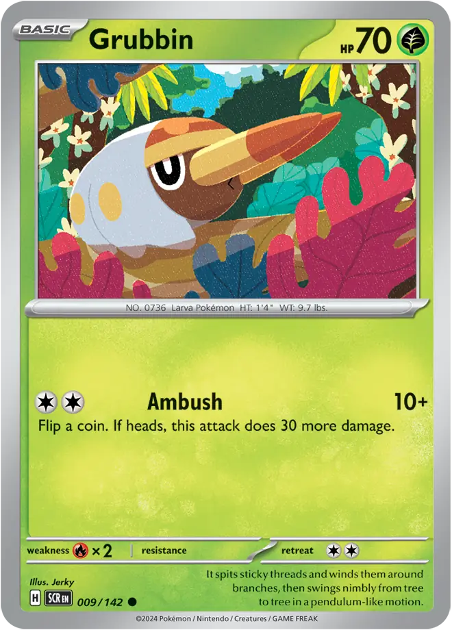 009/142 Grubbin Stellar Crown Pokémon Card
