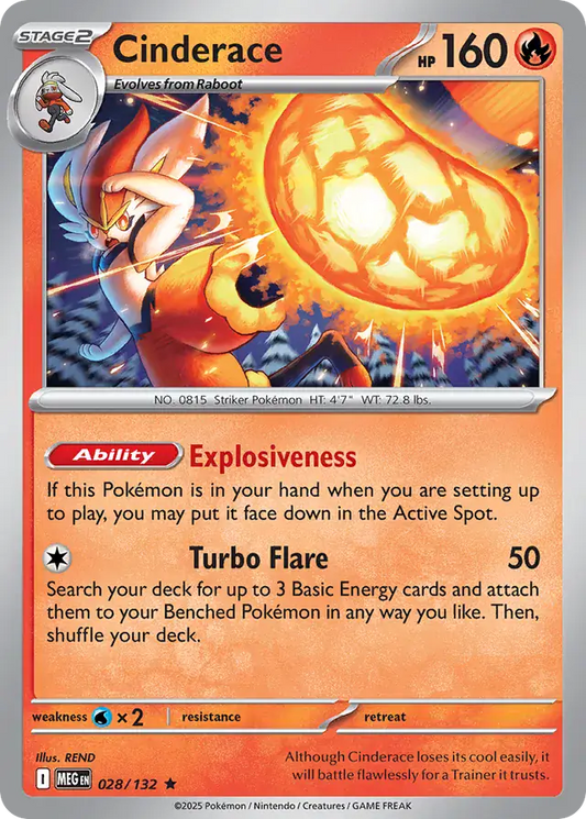 028/132 Cinderace Mega Evolution Pokémon Card