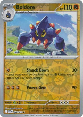 047/086 Boldore Reverse Holo White Flare Pokémon Card
