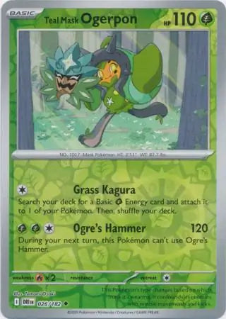 026/182 Teal Mask Ogerpon Reverse Holo Destined Rivals Pokémon Card