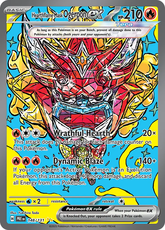148/131 Hearthflame Mask Ogerpon ex Prismatic Evolutions Pokémon Card
