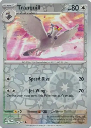 134/162 Tranquill Reverse Holo Temporal Forces Pokémon Card