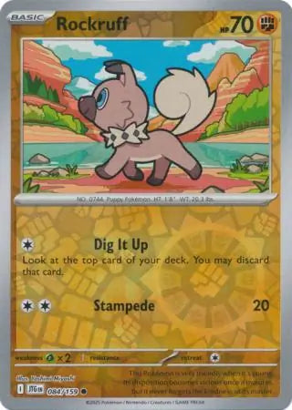 084/159 Rockruff Reverse Holo Journey Together Pokémon Card