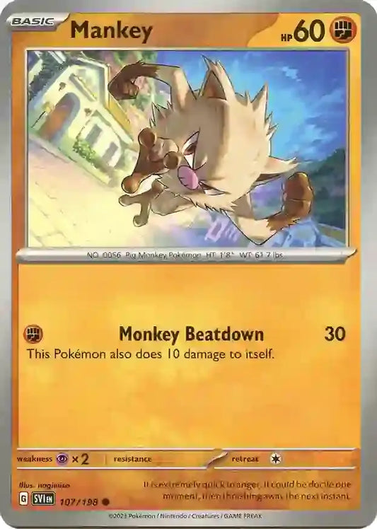 107/198 Mankey Scarlet & Violet Base Set Pokémon Card