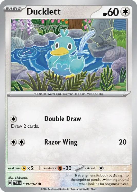 139/167 Ducklett Twilight Masquerade Pokémon Card