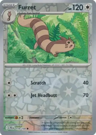 119/159 Furret Reverse Holo Journey Together Pokémon Card