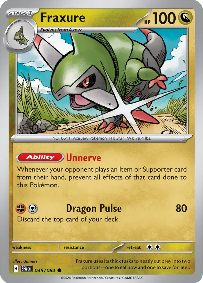045/064 Fraxure Shrouded Fable Pokémon Card