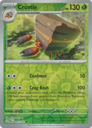 007/182 Crustle Reverse Holo Paradox Rift Pokémon Card