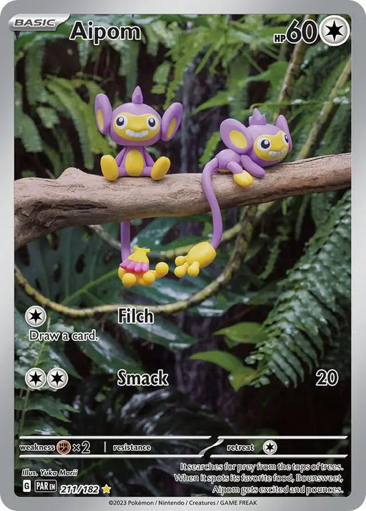 211/182 Aipom Paradox Rift Pokémon Card