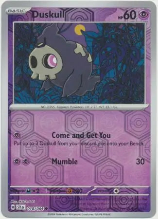 018/064 Duskull Reverse Holo Shrouded Fable Pokémon Card