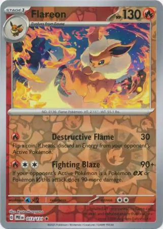 013/131 Flareon Reverse Holo Prismatic Evolutions Pokémon Card