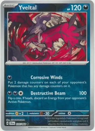 035/064 Yveltal Reverse Holo Shrouded Fable Pokémon Card