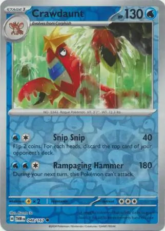 048/167 Crawdaunt Reverse Holo Twilight Masquerade Pokémon Card