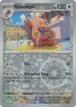 152/198 Greedent Reverse Holo Scarlet & Violet Base Set Pokémon Card