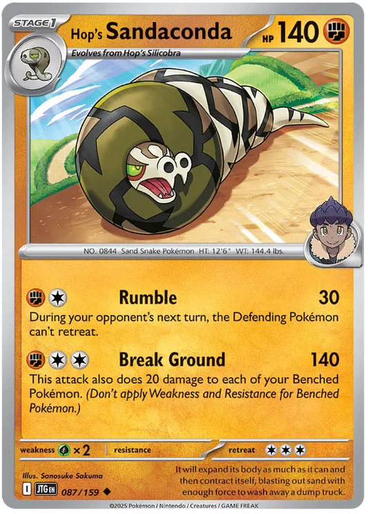 087/159 Hop's Sandaconda Journey Together Pokémon Card
