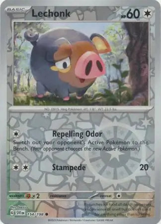 154/198 Lechonk Reverse Holo Scarlet & Violet Base Set Pokémon Card
