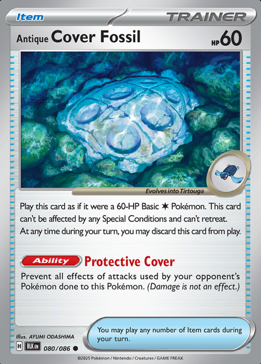 080/086 Antique Cover Fossil Black Bolt Pokémon Card