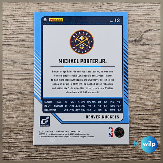 013 Michael Porter Jr., Denver Nuggets 2024/2025 Donruss Optic Basketball Panini Trading Card