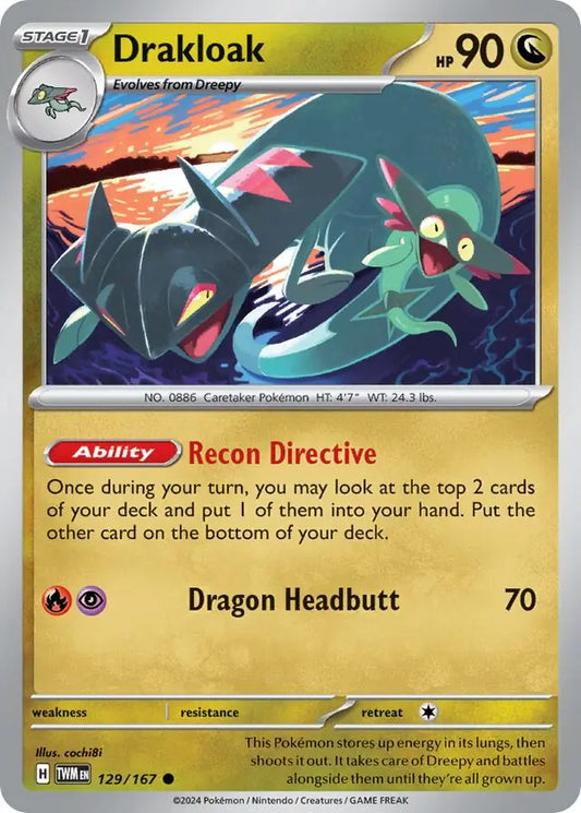 129/167 Drakloak Twilight Masquerade Pokémon Card
