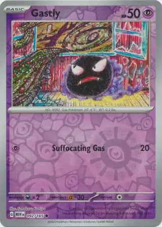 092/165 Gastly Reverse Holo 151 Pokémon Card