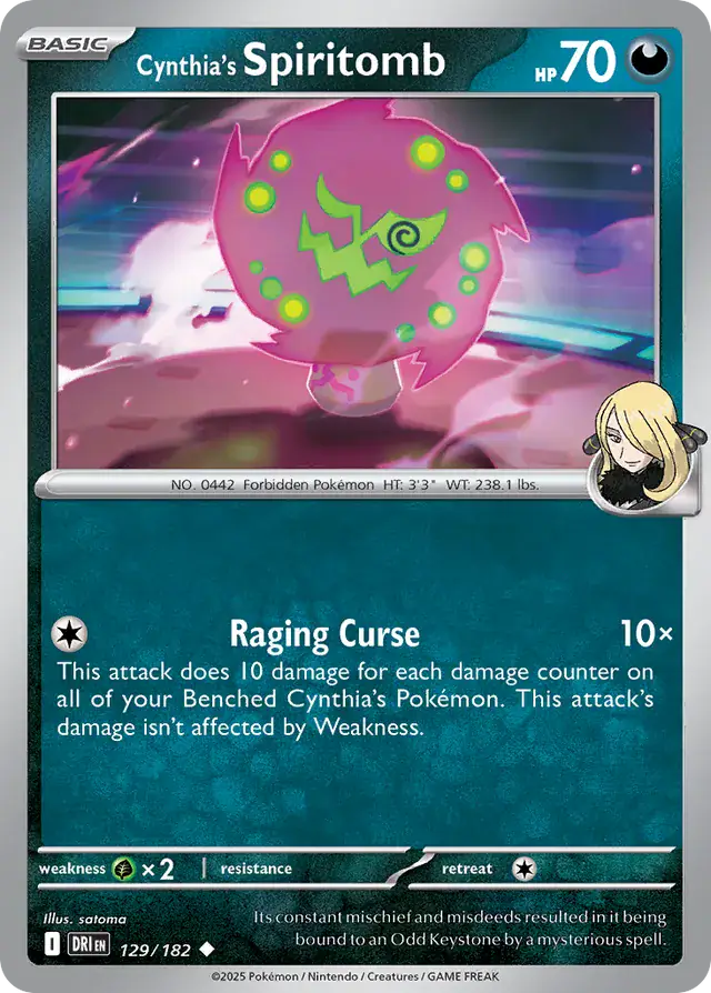 129/182 Cynthia's Spiritomb Destined Rivals Pokémon Card