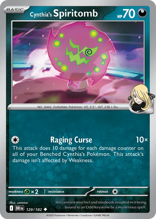 129/182 Cynthia's Spiritomb Destined Rivals Pokémon Card