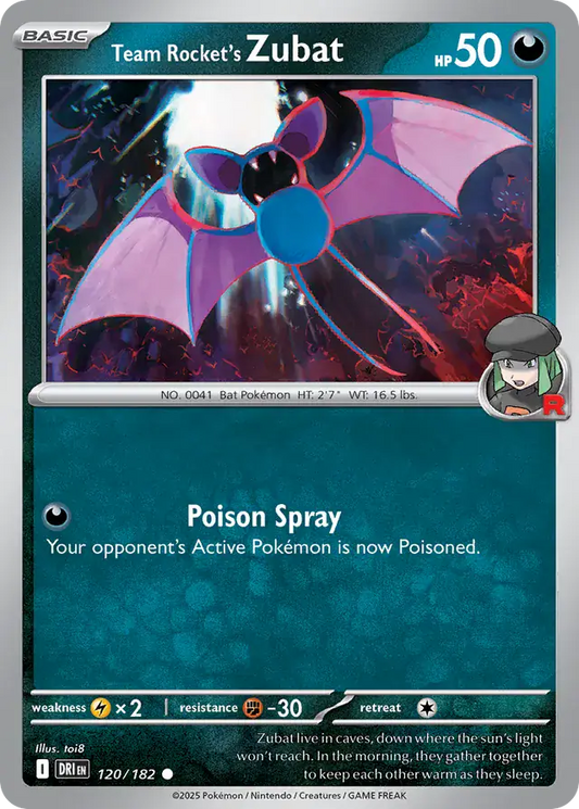 120/182 Team Rocket's Zubat Destined Rivals Pokémon Card
