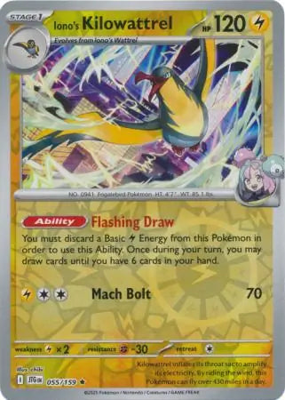 055/159 Iono's Kilowattrel Reverse Holo Journey Together Pokémon Card