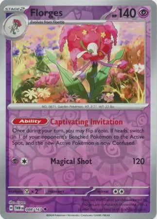 088/167 Florges Reverse Holo Twilight Masquerade Pokémon Card